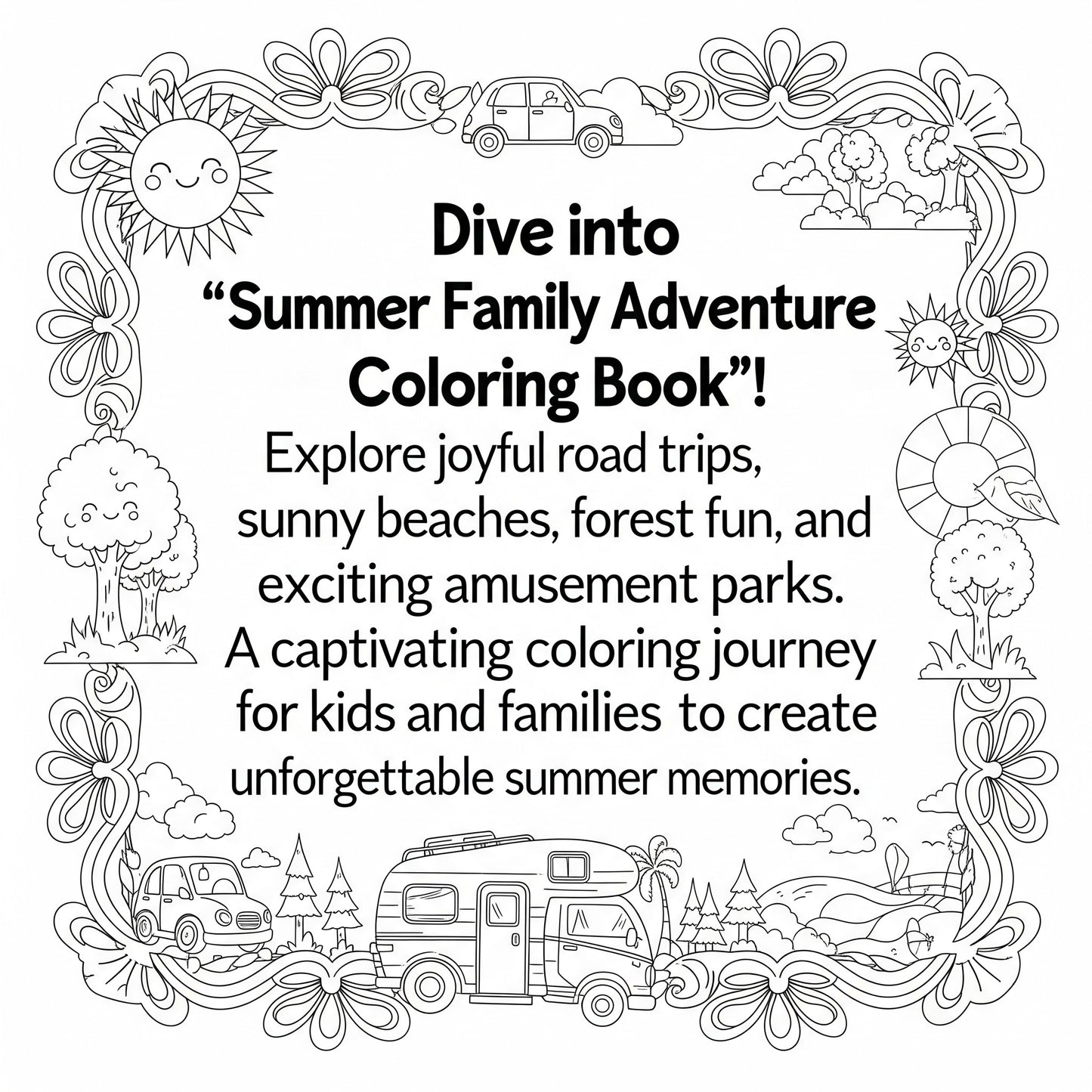 Coloring Picturee:Summer Family Advevture coloring book.(41 Pages of Fun & Memories!) INSTANT DOWNLOAD!